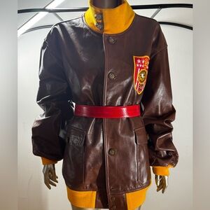 Mitchell & Ness Lipinski Brown Leather Jacket Sz XXL